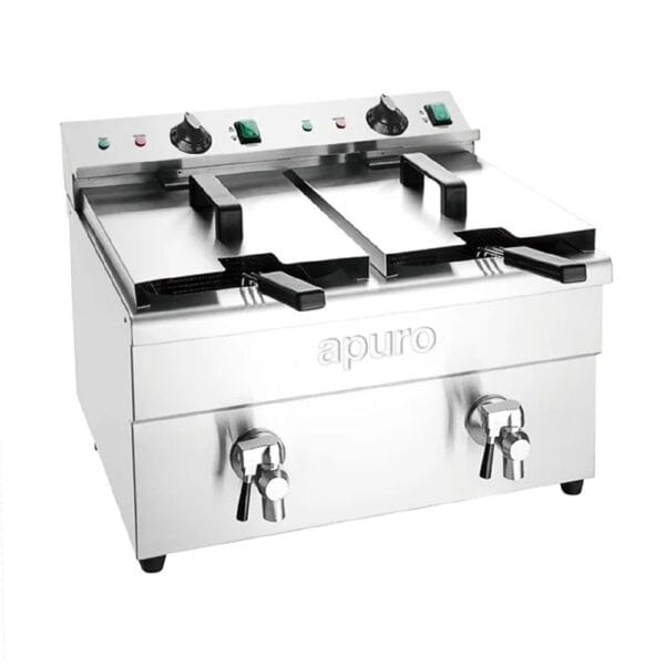 Apuro Induction Fryer 2x7500ml 2x3kw 2x15amp - Double Plate