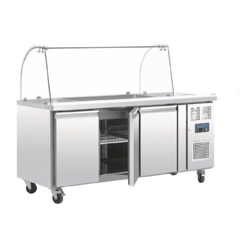 Polar U-Series Refrigerated GN Counter Saladette with Sneeze Guard 3 Door 230V