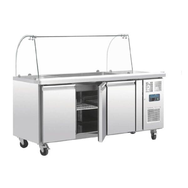 Polar U-Series Refrigerated GN Counter Saladette with Sneeze Guard 3 Door 230V