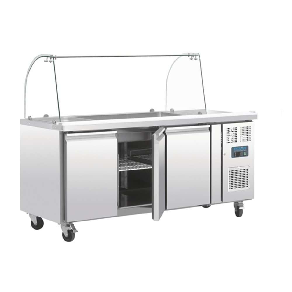 Polar U-Series Refrigerated GN Counter Saladette with Sneeze Guard 3 Door 230V