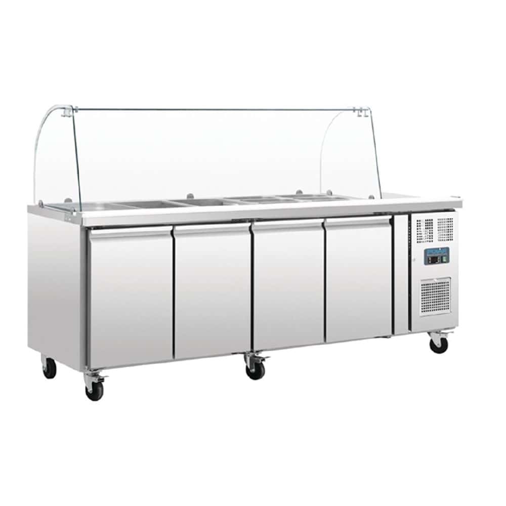 Polar U-Series Refrigerated GN Counter Saladette with Sneeze Guard 4 Door 230V