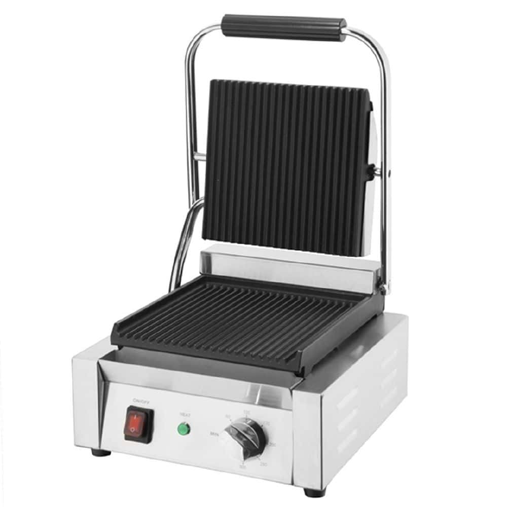 Apuro Bistro Contact Grill 310x310x200mm 1.45kw 10amp - Single Ribbed Plate
