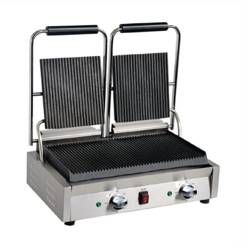 Apuro Bistro Contact Grill 570x310x200mm 2.9kw 15amp Double Plate - Ribbed/Flat
