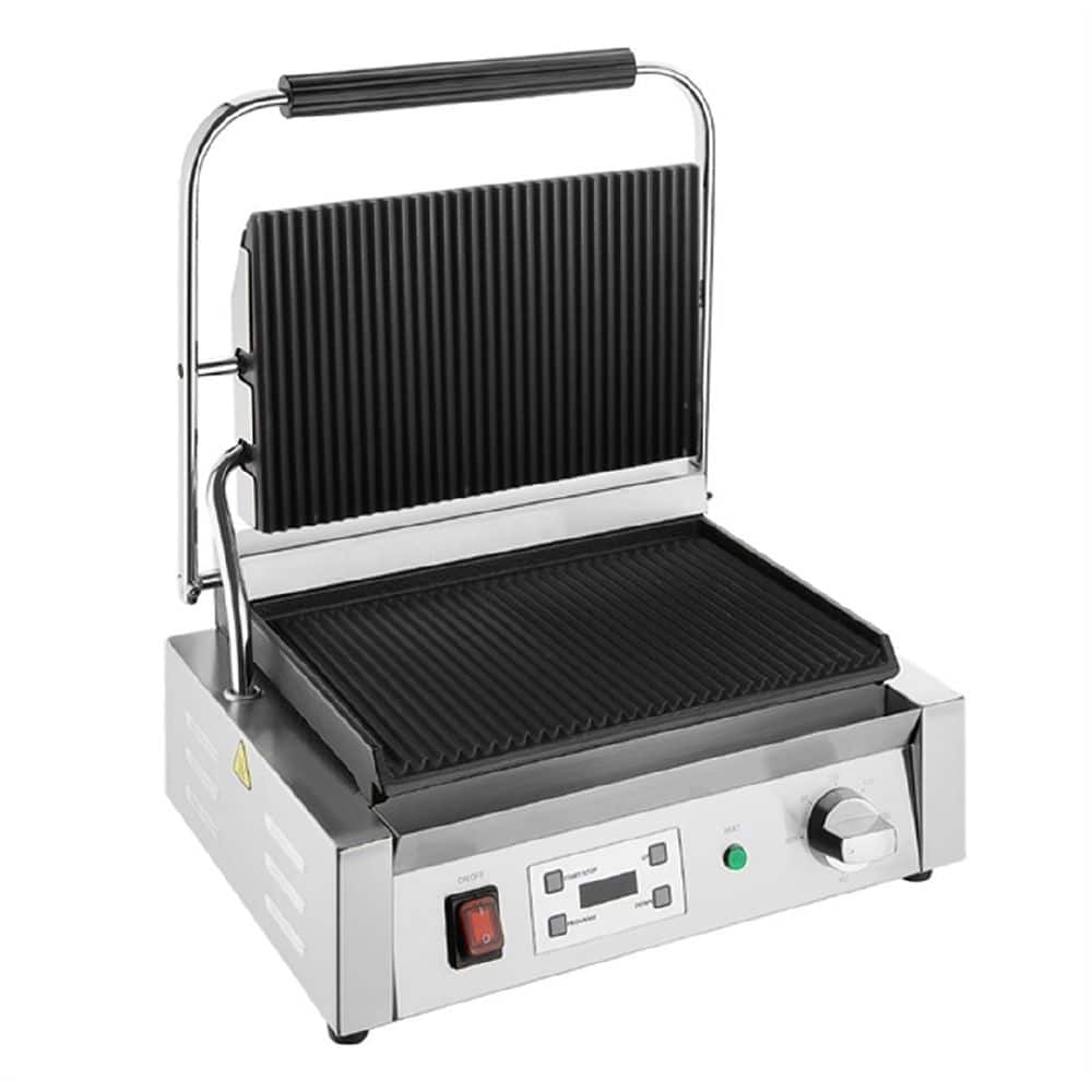 Apuro Contact Grill 430x310x200mm 2.5kw 10.8a Extra Large Single Plate - Ribbed/Ribbed