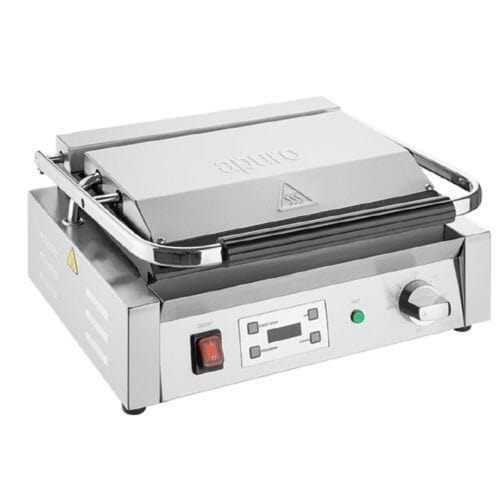 Apuro Contact Grill 430x310x200mm 2.5kw 10.8a Extra Large Single Plate - Ribbed/Flat
