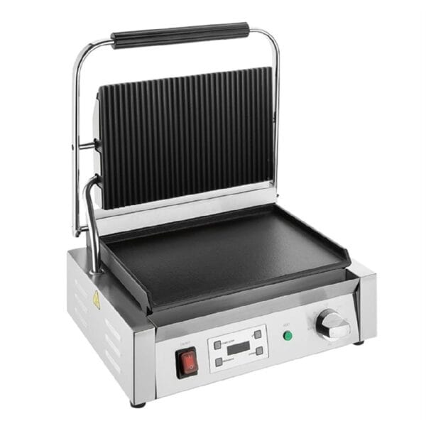 Apuro Contact Grill 430x310x200mm 2.5kw 10.8a Extra Large Single Plate - Ribbed/Flat
