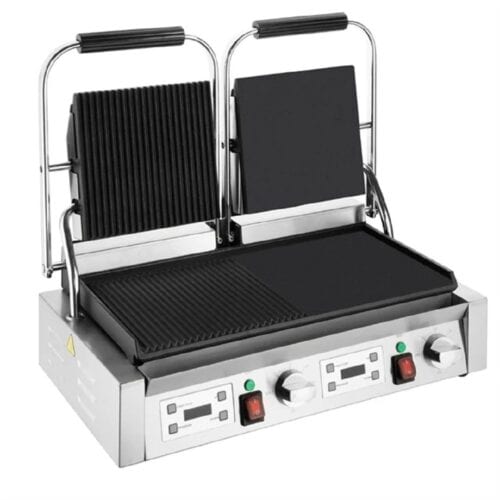 Apuro Contact Grill 570x310x200mm 2x1.8kw 2x7.8a Double Half Plate - Flat/Ribbed