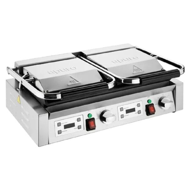 URCU613A Apuro Contact Grill 570x310x200mm 2x1.8kw 2x7.8a Double Half Plate - Flat/Ribbed