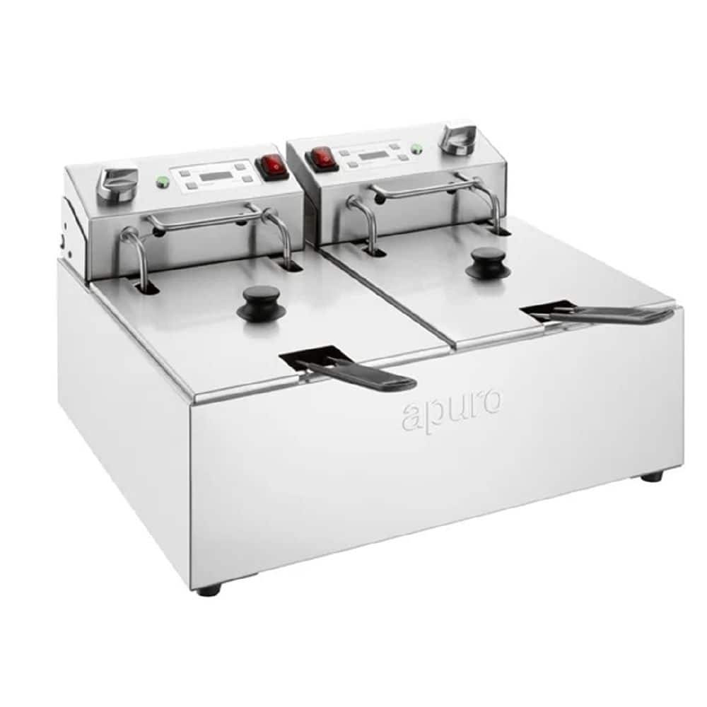Apuro Double Electric Fryer 2x5000ml with Timer 2x2.8kw 2x15amp