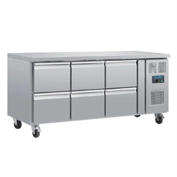 Polar U-Series Six Drawer Gastronorm Counter Fridge 230V 300W