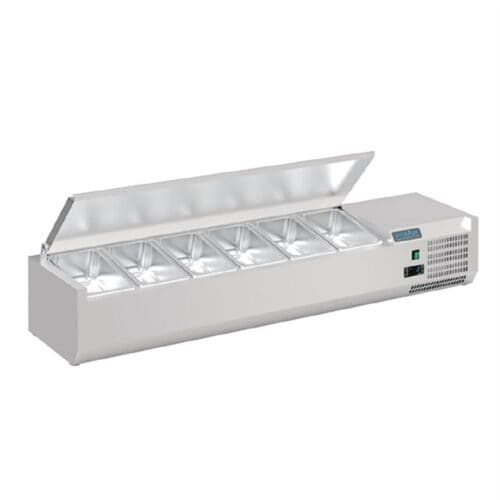 Polar G-Series Countertop Prep Fridge with Lid 6x 1/4GN with Hard S/S Lid 230V