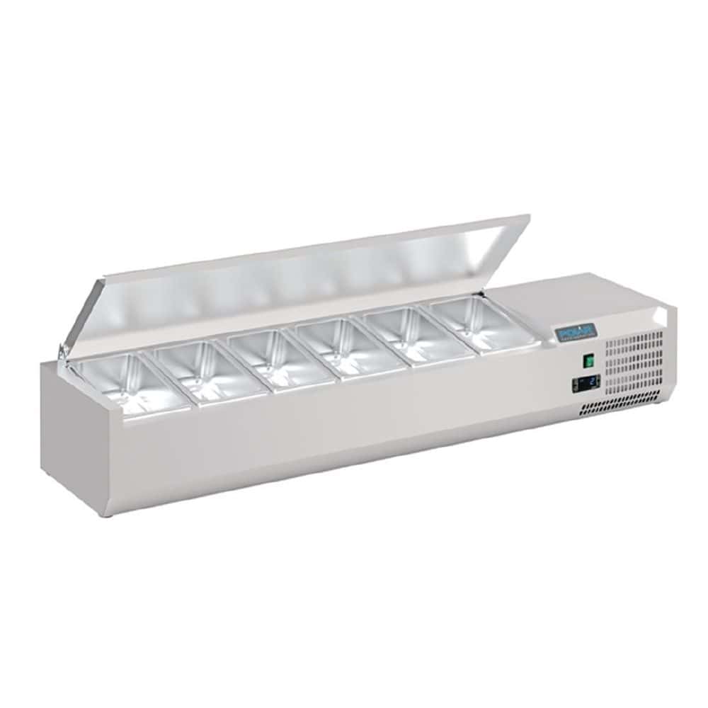 Polar G-Series Countertop Prep Fridge with Lid 6x 1/4GN with Hard S/S Lid 230V