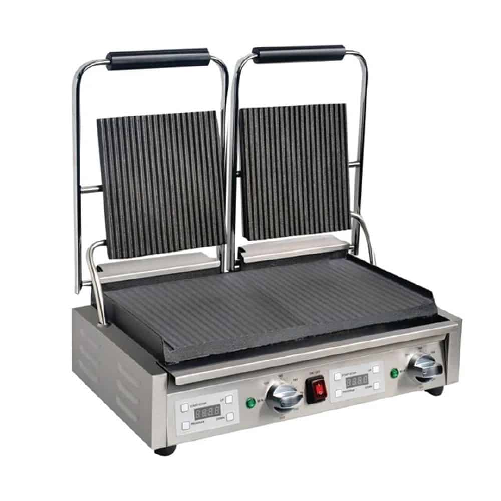 Apuro Contact Grill 540x395x210mm 2.9kw 12.6amp Double Plate - Ribbed/Flat