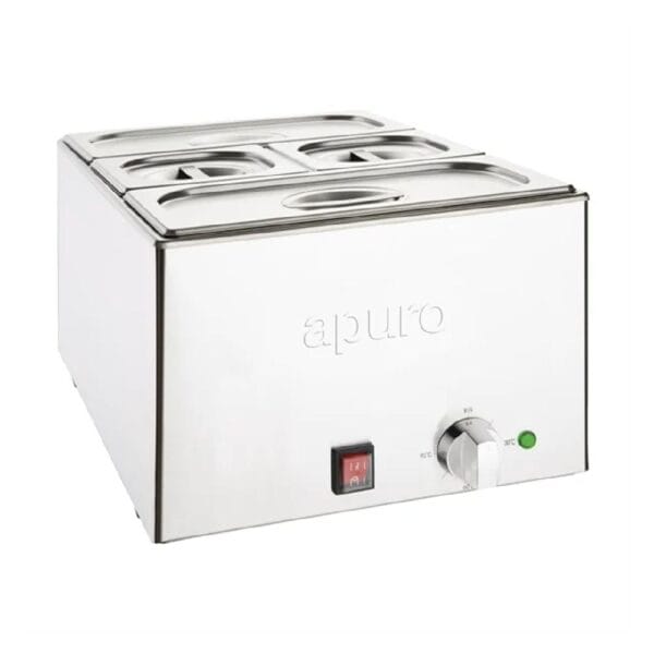 URFT691A Apuro Bain Marie 21L with 2xGN 1/3 & 2xGN 1/6 Pans 1.2kw 5.2amp