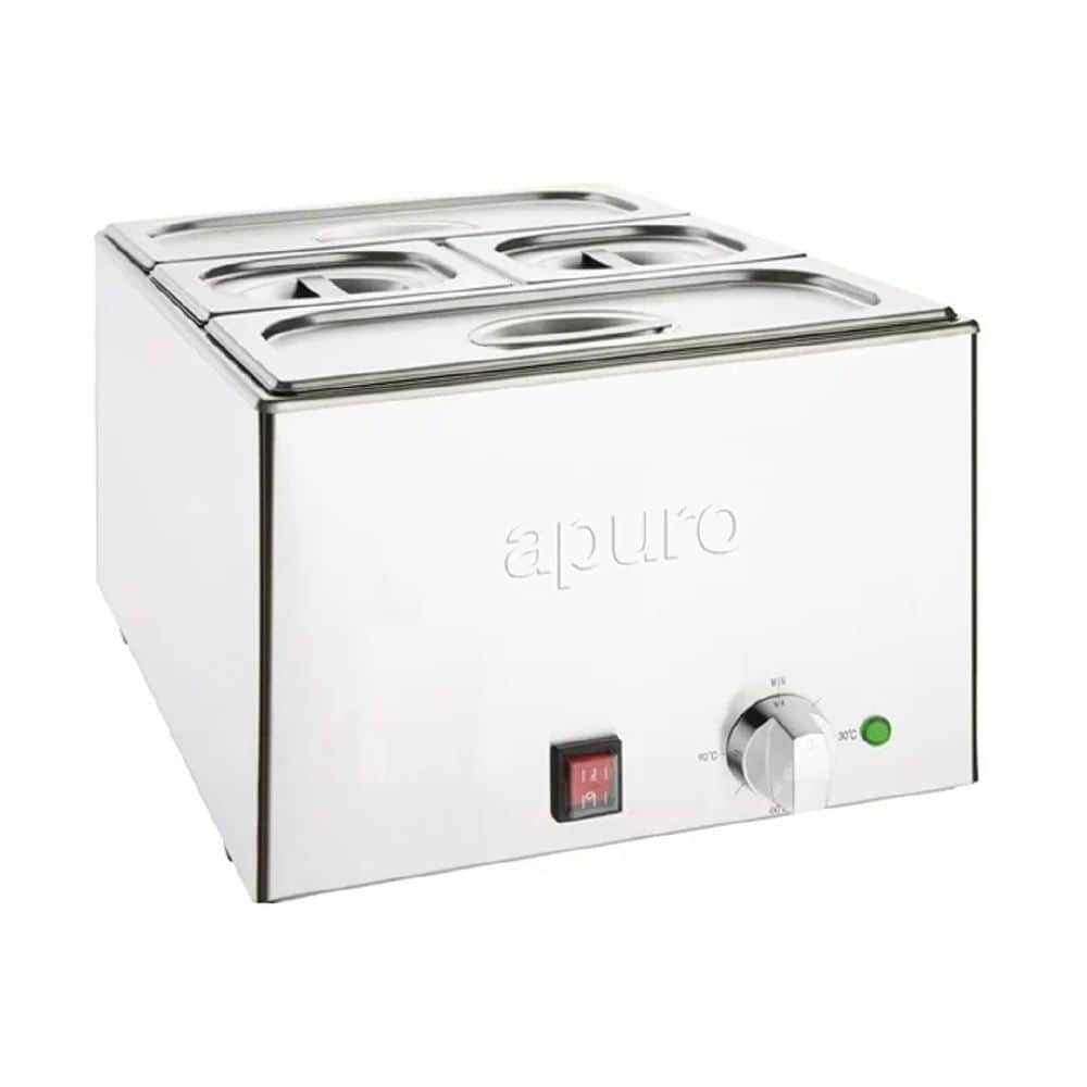 Apuro Bain Marie 21L with 2xGN 1/3 & 2xGN 1/6 Pans 1.2kw 5.2amp