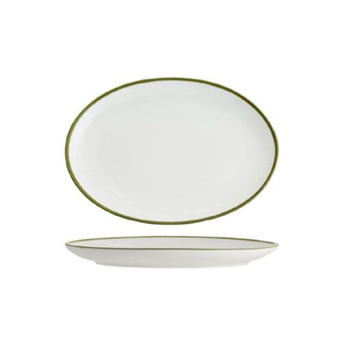 Oval Coupe Platter 230mmx165mmx22mm w/ Olive Green Rim Core