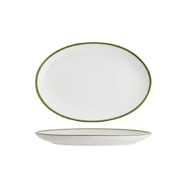 TK91020OG Oval Coupe Platter 230mmx165mmx22mm w/ Olive Green Rim Core