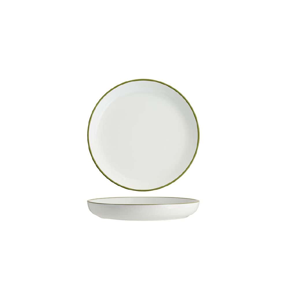 Round Plate Walled Lip 200mmx23mm w/ Olive Green Rim Core