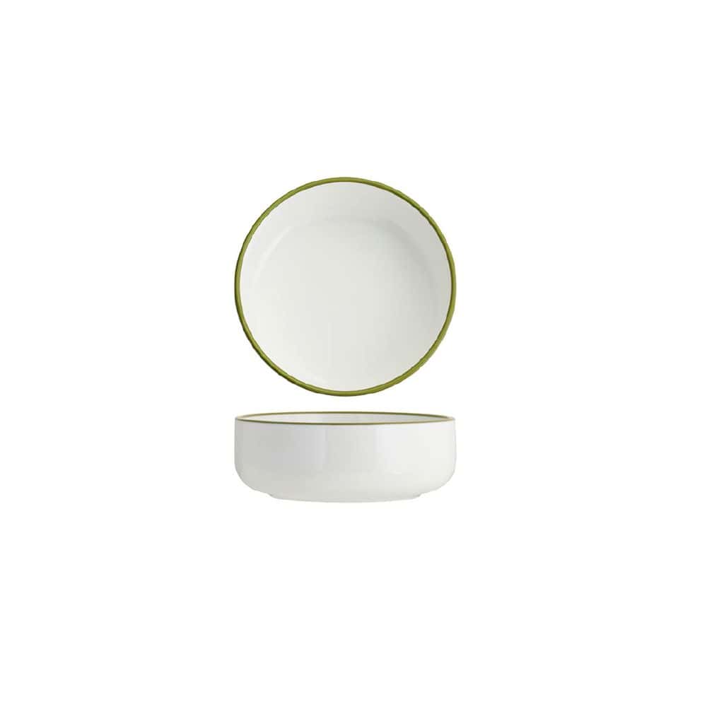 Round Deep Bowl 450ml w/ Olive Green Rim Core