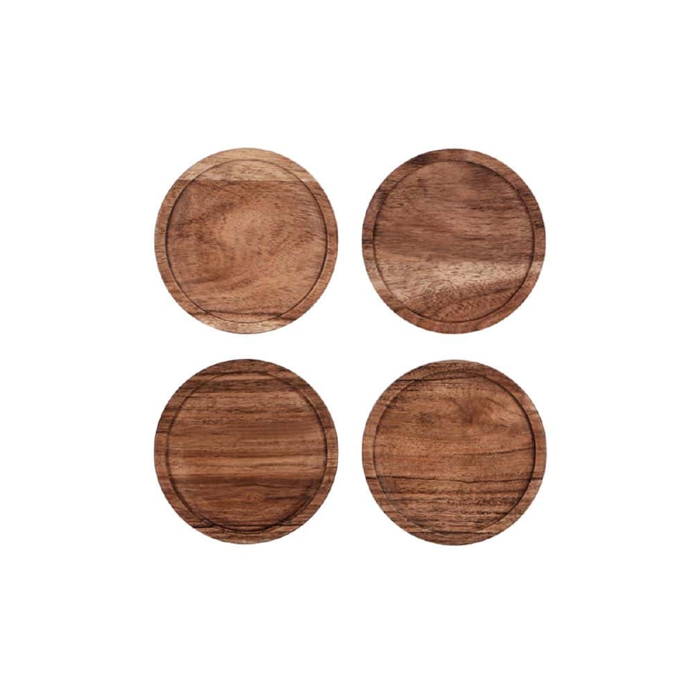 Zanzi Acacia Round Coaster ( Set 4) - Wood