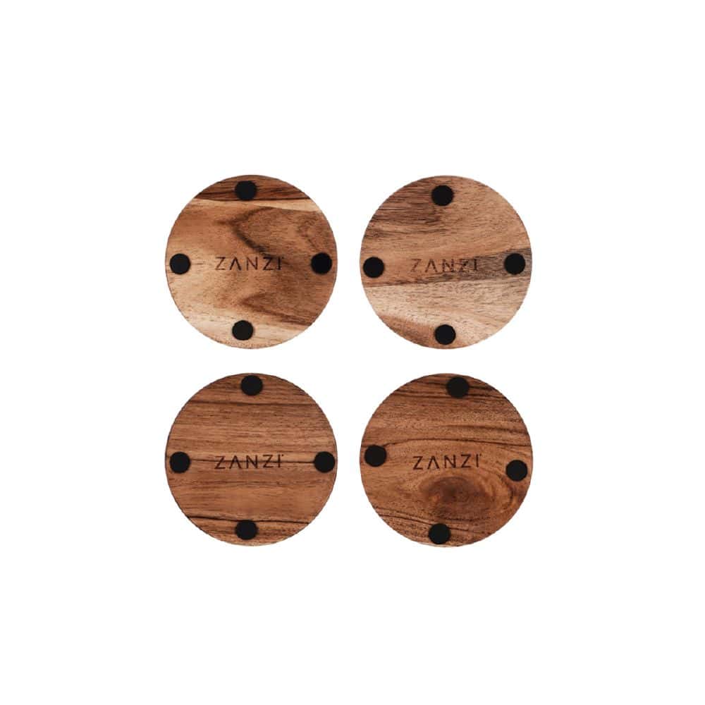 Zanzi Acacia Round Coaster ( Set 4) - Wood