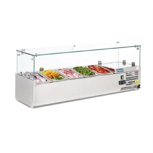 Polar G-Series Countertop Prep Fridge 5x 1/4GN with Glass Sneeze guard