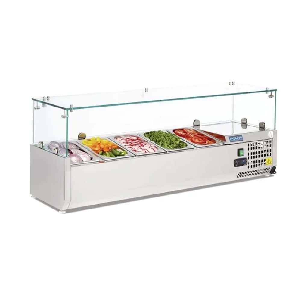 Polar G-Series Countertop Prep Fridge 5x 1/4GN with Glass Sneeze guard