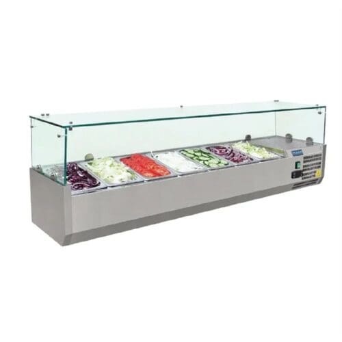 Polar G-Series Countertop Prep Fridge 7x 1/4GN with Glass Sneeze guard