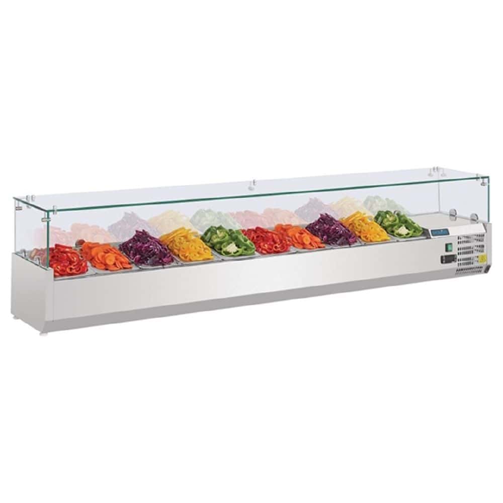 Polar G-Series Countertop Prep Fridge 10x 1/4GN with Glass Sneeze guard