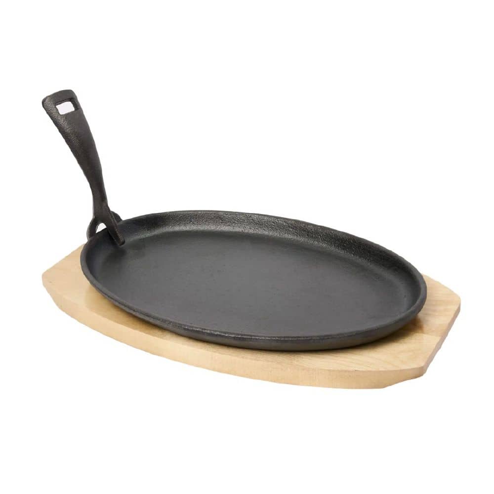 Sizzle Plate Oval With Wooden Tray 230mm x 140mm