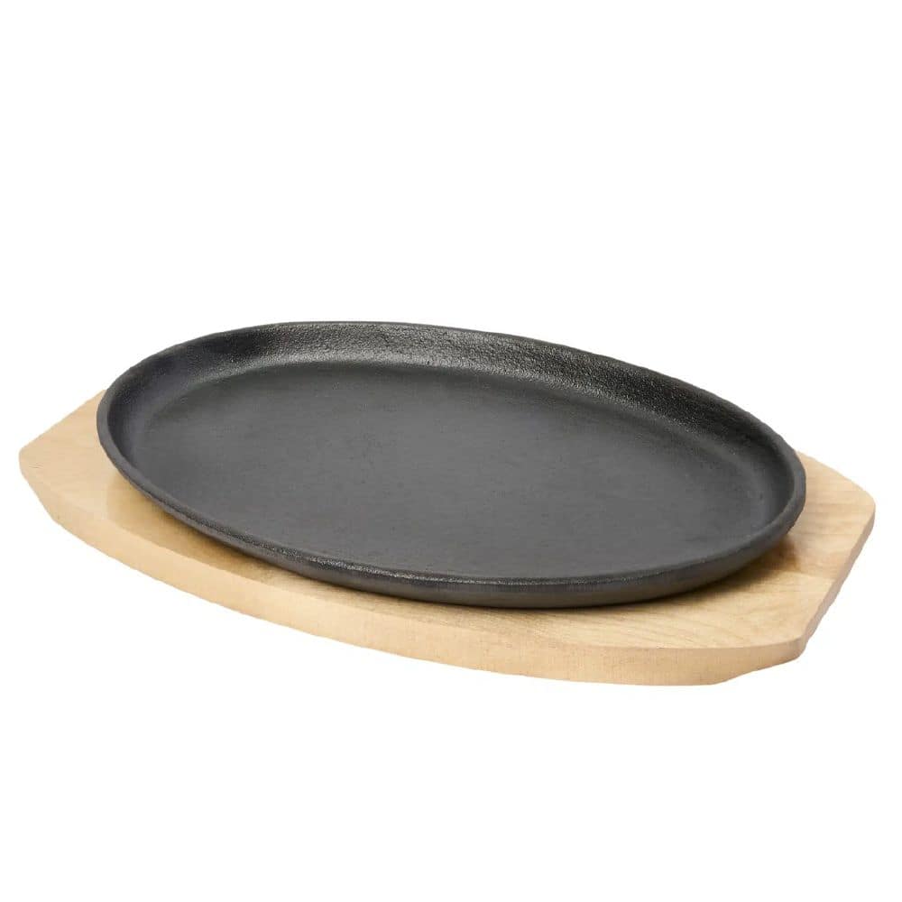 Sizzle Plate Oval With Wooden Tray 270mm x 180mm
