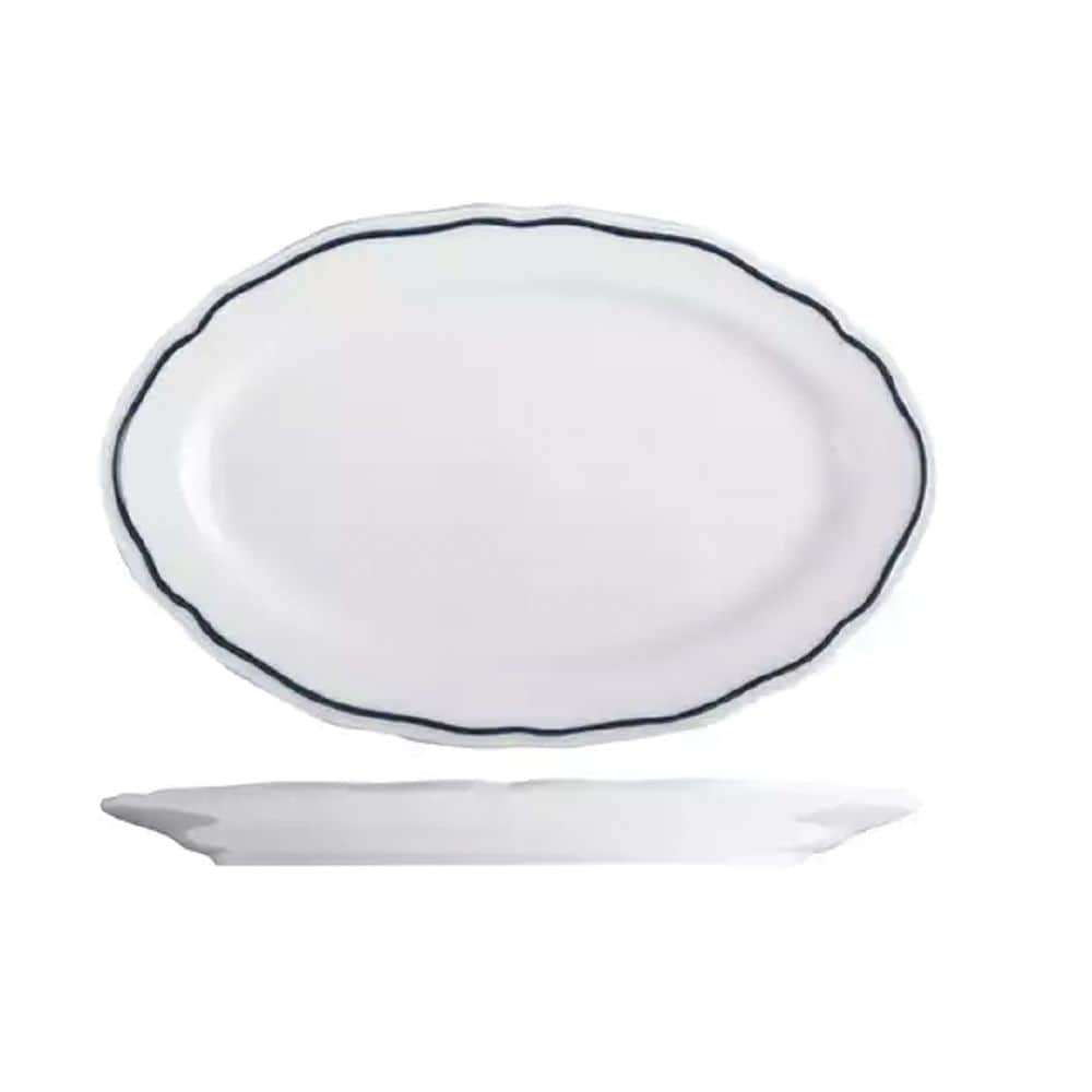 Oval Plate 230mmx152mm Charleston Blue Band