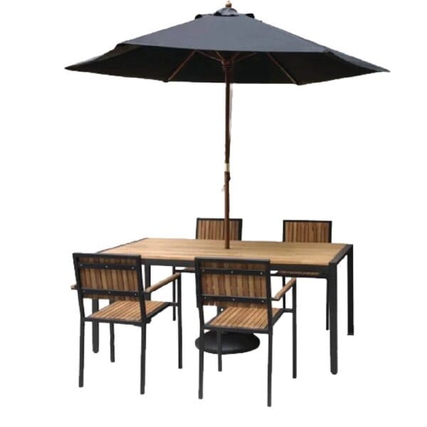 Armchair 450mm (Set of 4) Steel & Acacia Bolero
