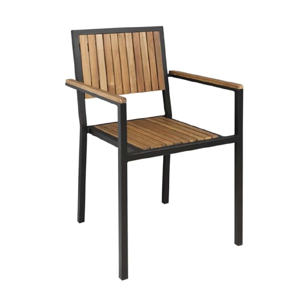 Armchair 450mm (Set of 4) Steel & Acacia Bolero