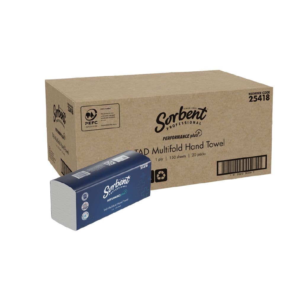 Hand Towel 1 Ply 150 Sheets Perfomance Plus+ TAD Multifold