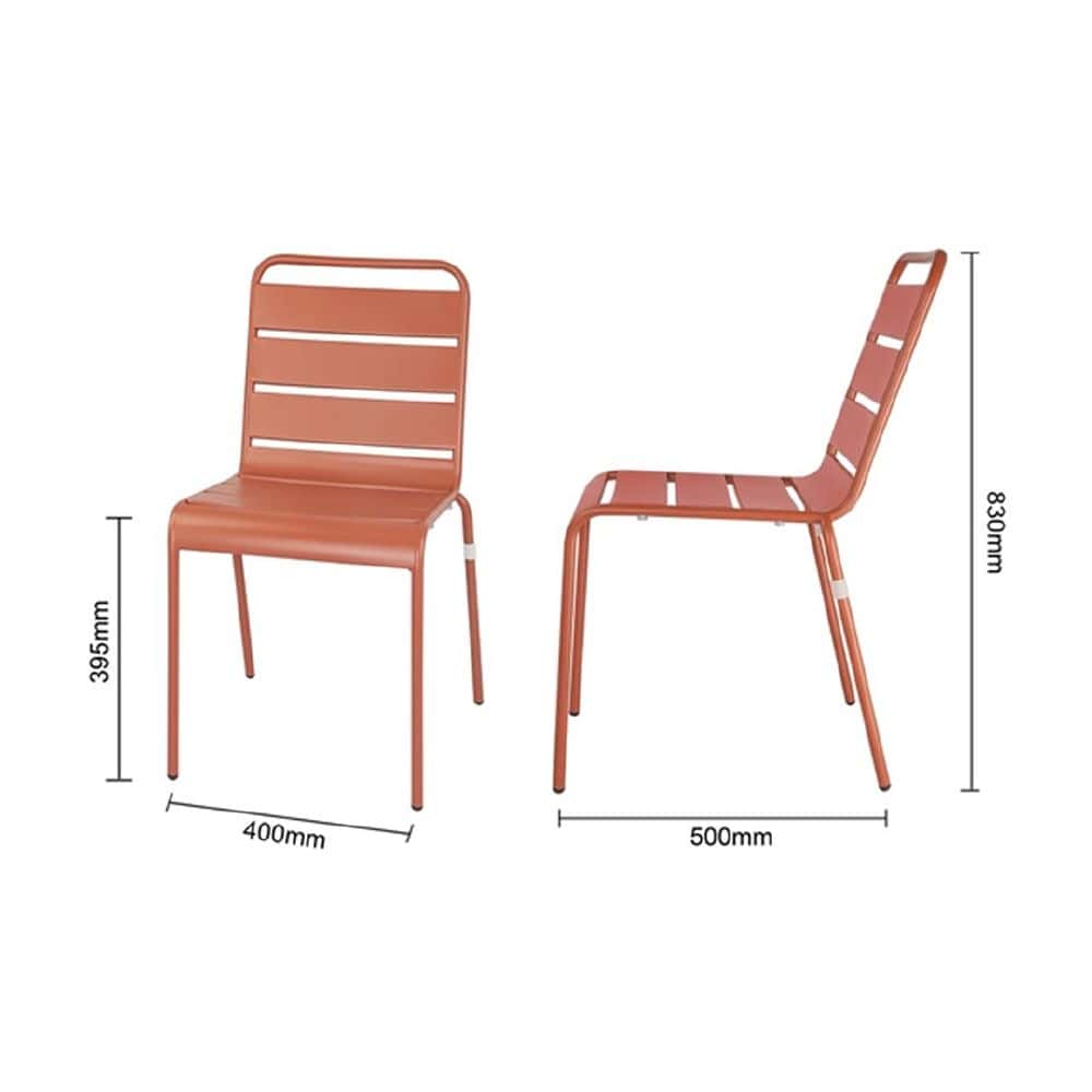 Chairs w/ Slatted Steel Side (Set of 4) Terracotta