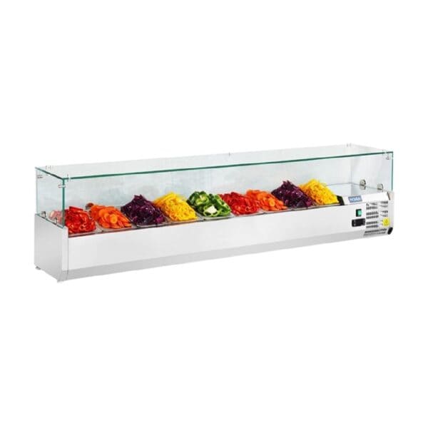URGD878A Polar G-Series Countertop Prep Fridge 9x 1/3GN with Glass Sneeze guard