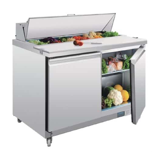 Polar U-Series Double Door Prep Counter Fridge 405Ltr