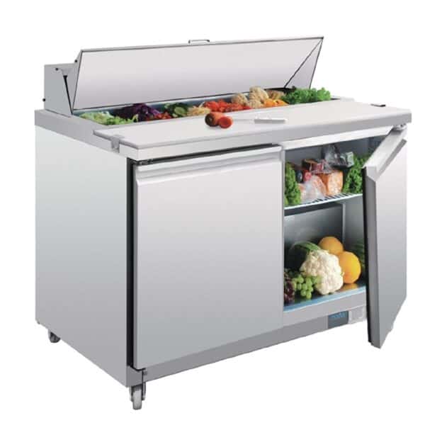 Polar U-Series Double Door Prep Counter Fridge 405Ltr