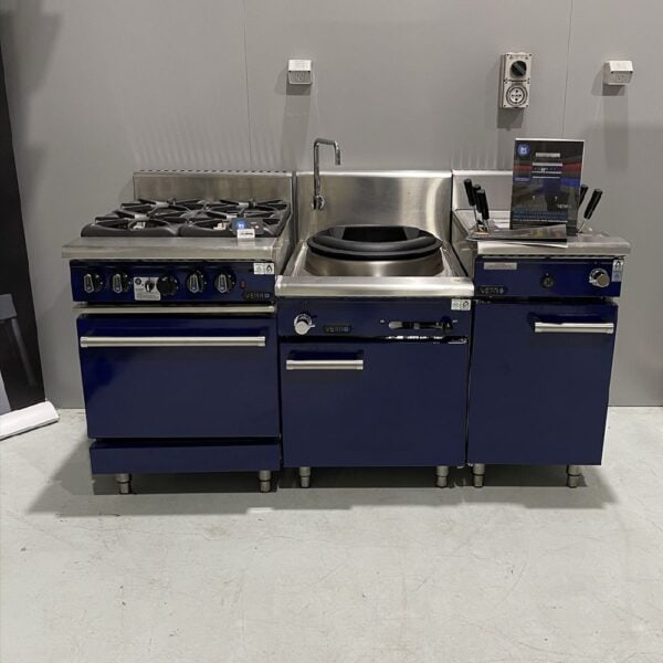 B&S Verro Single Hole Deluxe Waterless Wok Table Cabinet - Blue