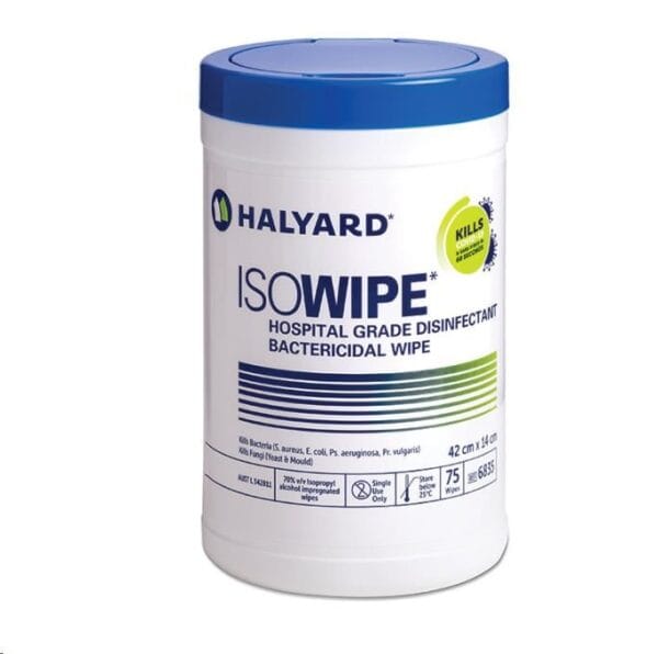 CLP6835 ISO Disinfecting Wipes Fresh Scent 75 Wipe Canister Halyard
