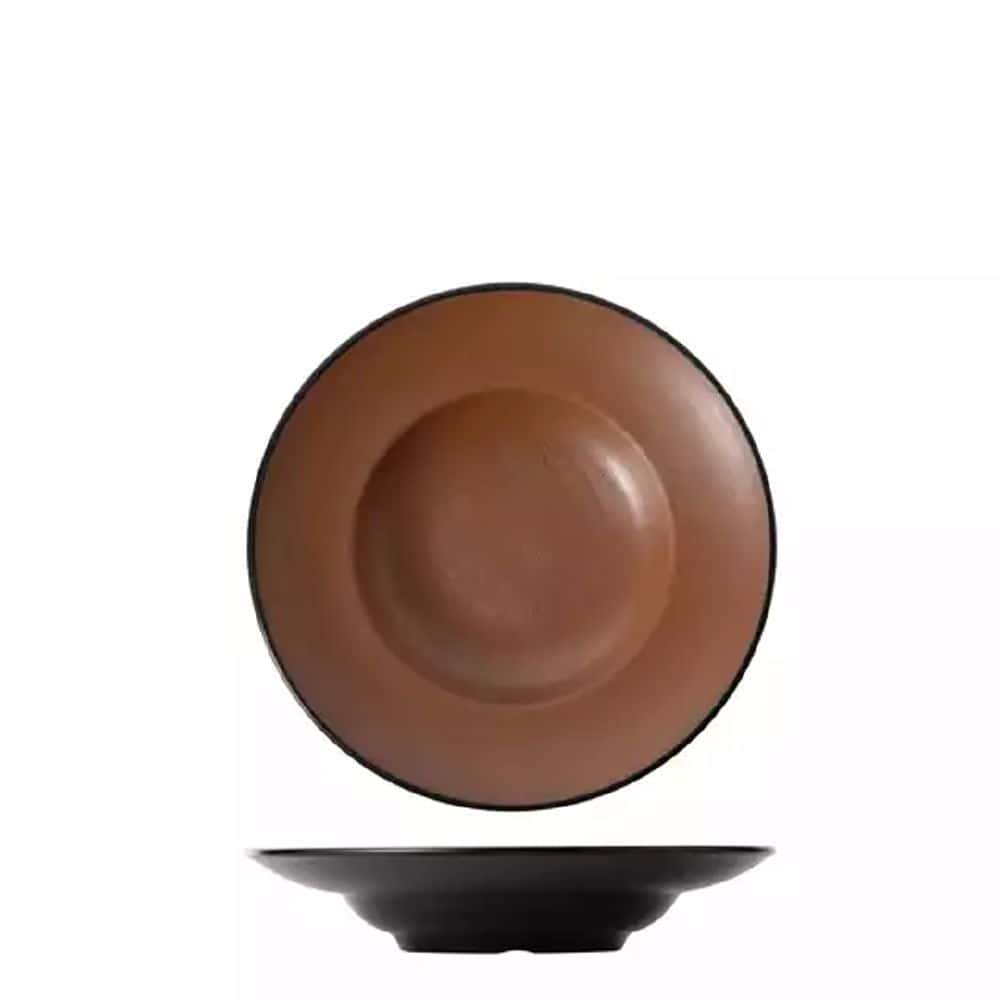 Melamine Round Pasta/Soup Bowl 260mm Brown/Black