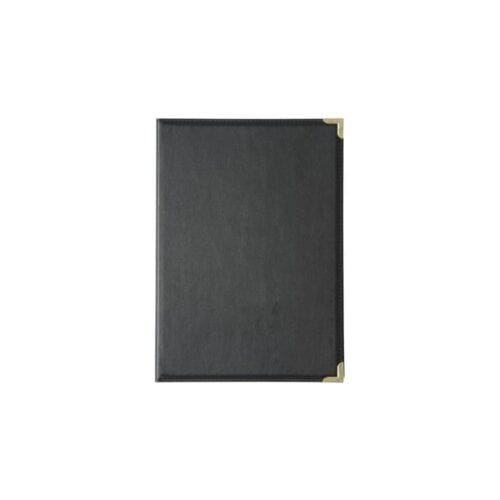 Two Card Menu Holder A4 w/ Leatherette Style Cover Olympia - Black