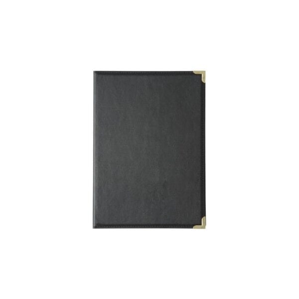 URE221 Two Card Menu Holder A4 w/ Leatherette Style Cover Olympia - Black