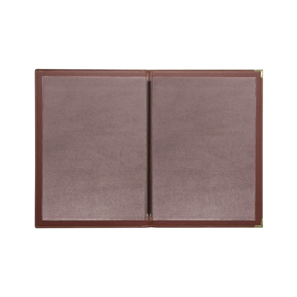 Four Card Menu Holder A4 w/ Leatherette Style Cover Olympia - Burgundy