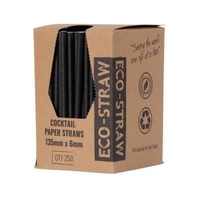 BYAUSPC25BLA Straw Cocktail 135mm (6mm) 3 Ply Black