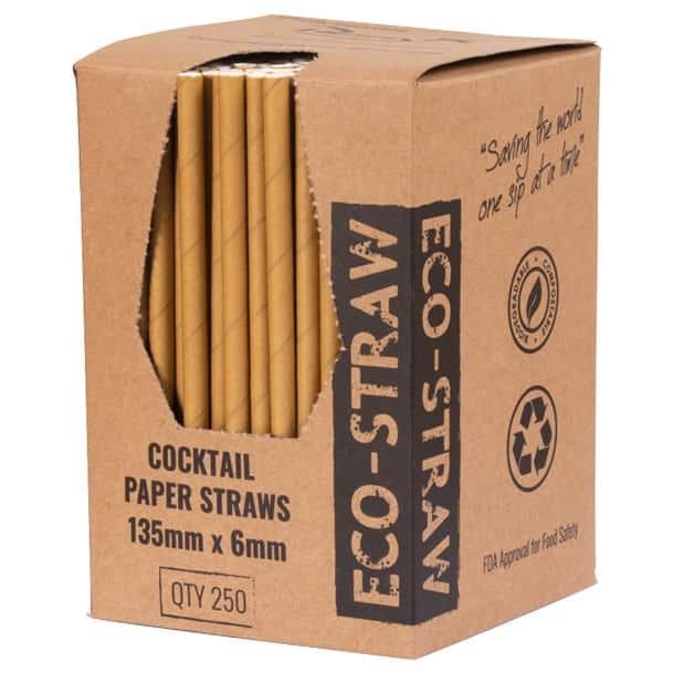 Straw Cocktail 135mm (6mm) 3 Ply Kraft