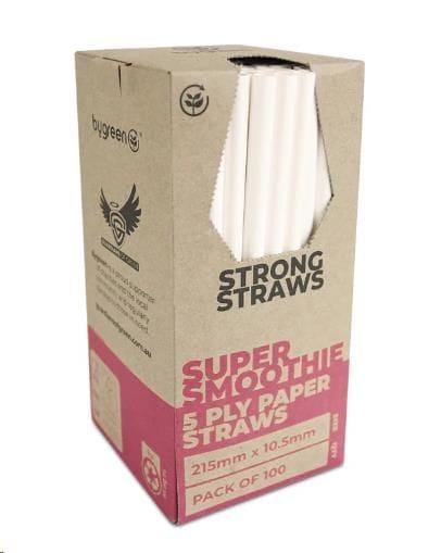 Straw Jumbo 215mm (10.5mm) 5 Ply Strong White