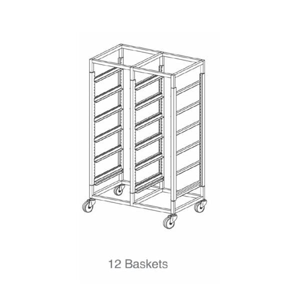 MA1912C Glass Basket Trolley 12 Basket Double Tier w/ 125mm Castors Mantova