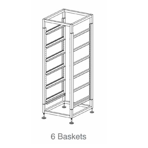 Glass Basket Trolley 6 Basket Single Tier w/ 125mm Castors Mantova